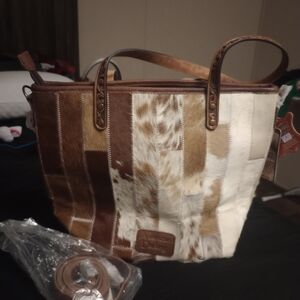 American Darling Brown and Cream Patchwork Tote